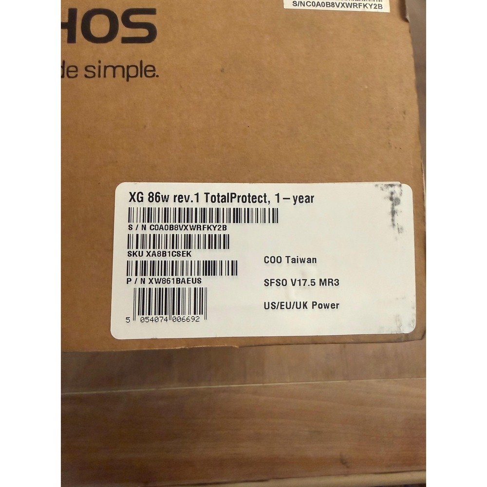 Sophos XG 86w Rev.1 TotalProtect 1-Year‎ Wireless Security Firewall Appliance